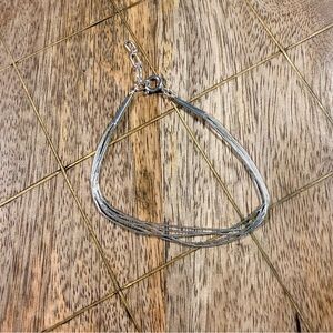 925 Liquid Sterling Silver And Clasp Multi Strand Bracelet